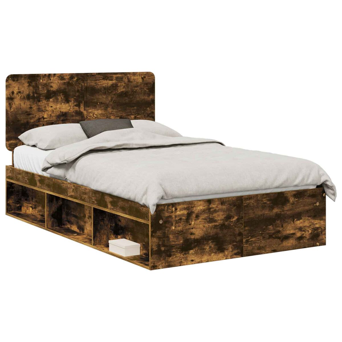 Estrutura de cama de casal com cabeceira - carvalho defumado 120 x 190 cm