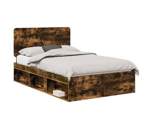 Estrutura de cama de casal com cabeceira - carvalho defumado 120 x 190 cm