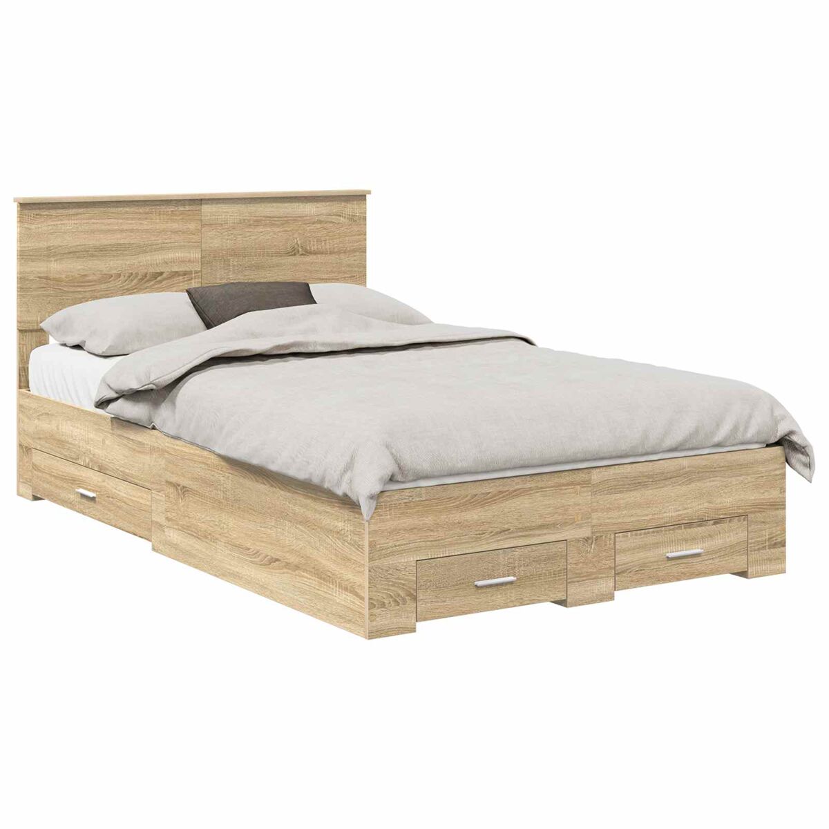 Estrutura da cama de casal moderno com cabeceira carvalho sonoma 120 x 200 cm