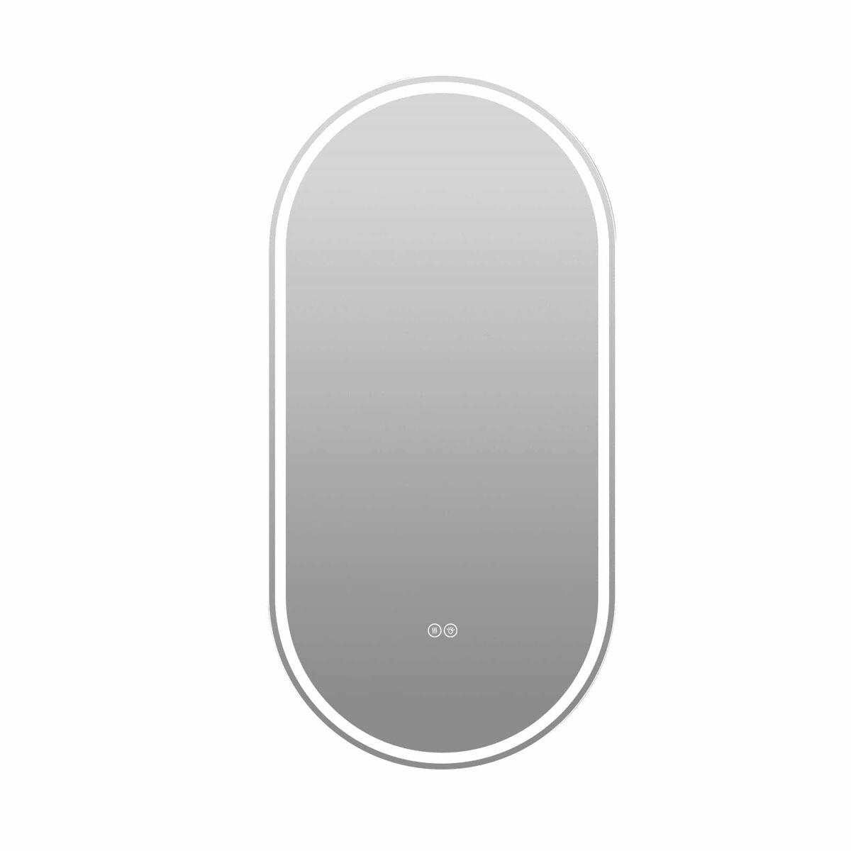 Espelho inteligente de casa de banho 60×120 cm - oval sem moldura, ecrã tátil, antiembaciamento - prateado