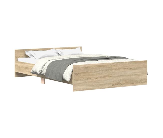 Estrutura cama de casal para adultos c/ painéis de cabeceira e pés carvalho sonoma