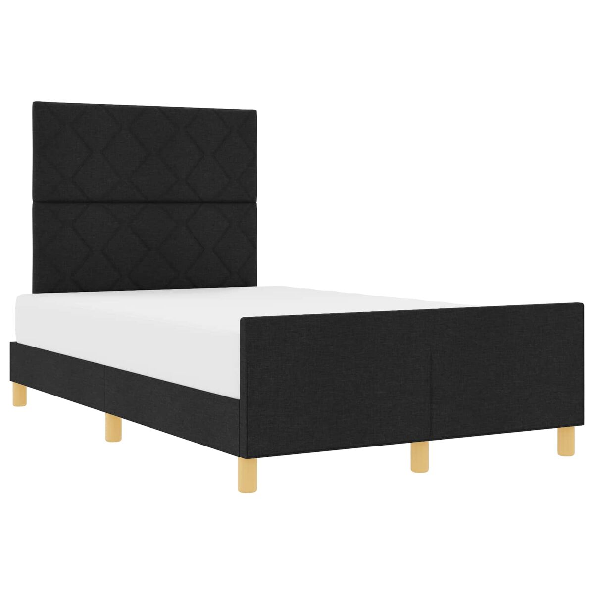 Estrutura de cama de casal com cabeceira - preto 120 x 200 cm tecido
