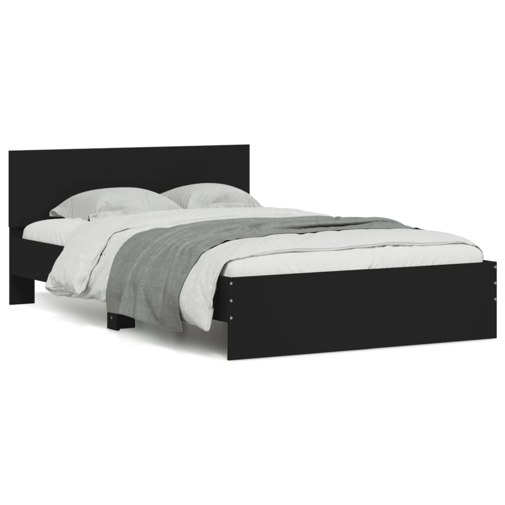 Estrutura de cama de casal para adultos com cabeceira 120x190 cm preto