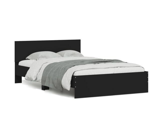 Estrutura de cama de casal para adultos com cabeceira 120x190 cm preto