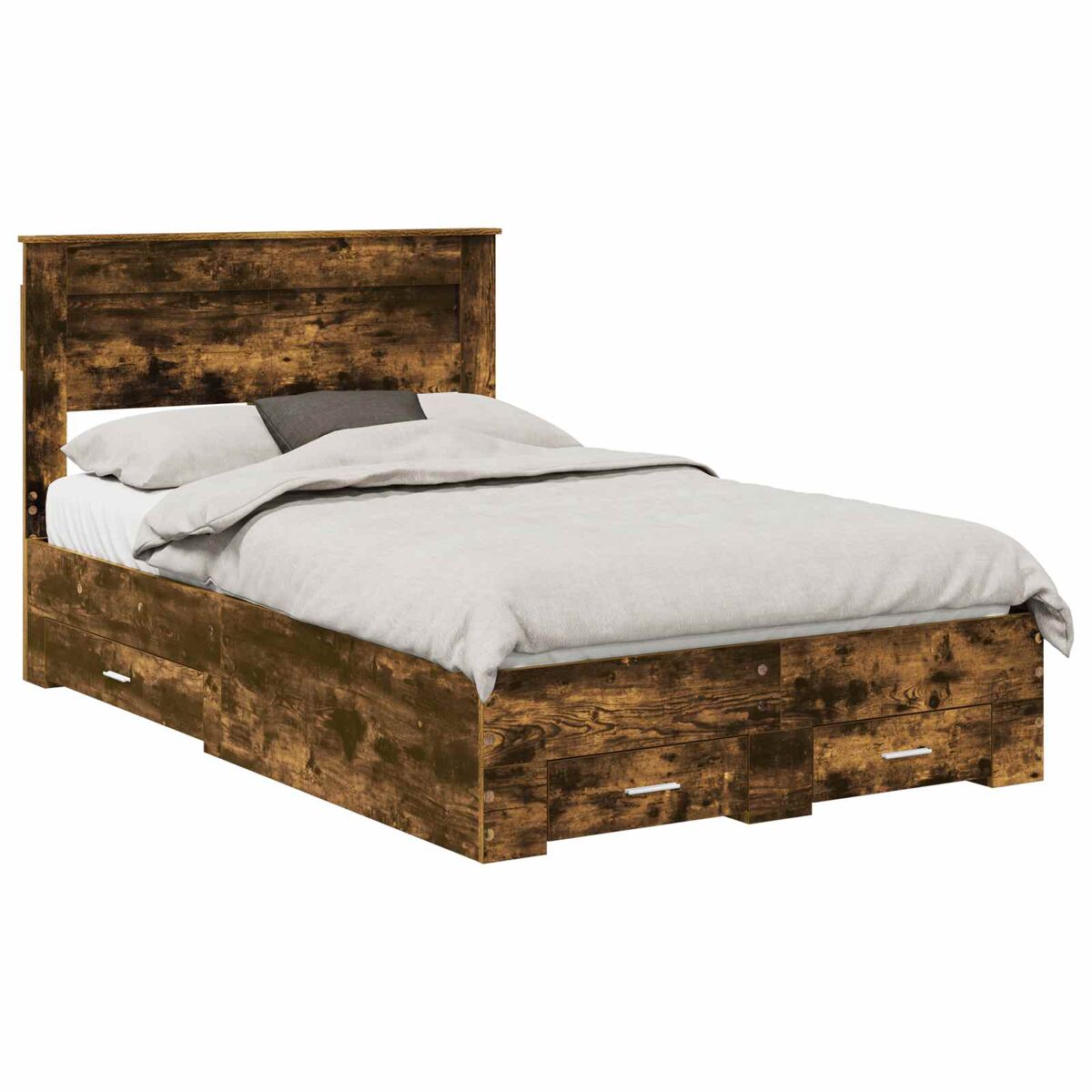 Estrutura de cama de casal com cabeceira - carvalho defumado 120 x 190 cm