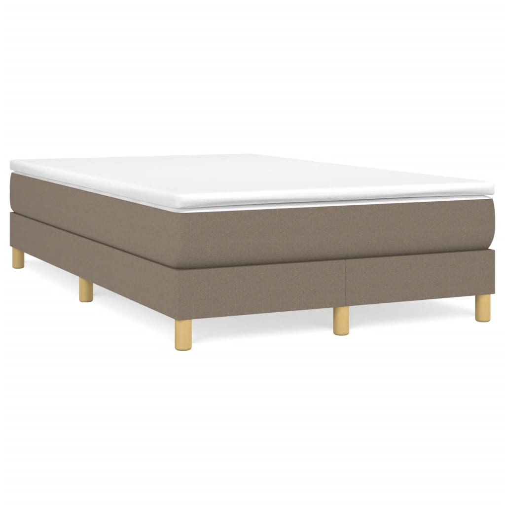Estrutura de cama de casal moderno com molas sem colchão 120x200 cm tecido cinza-acastanhado