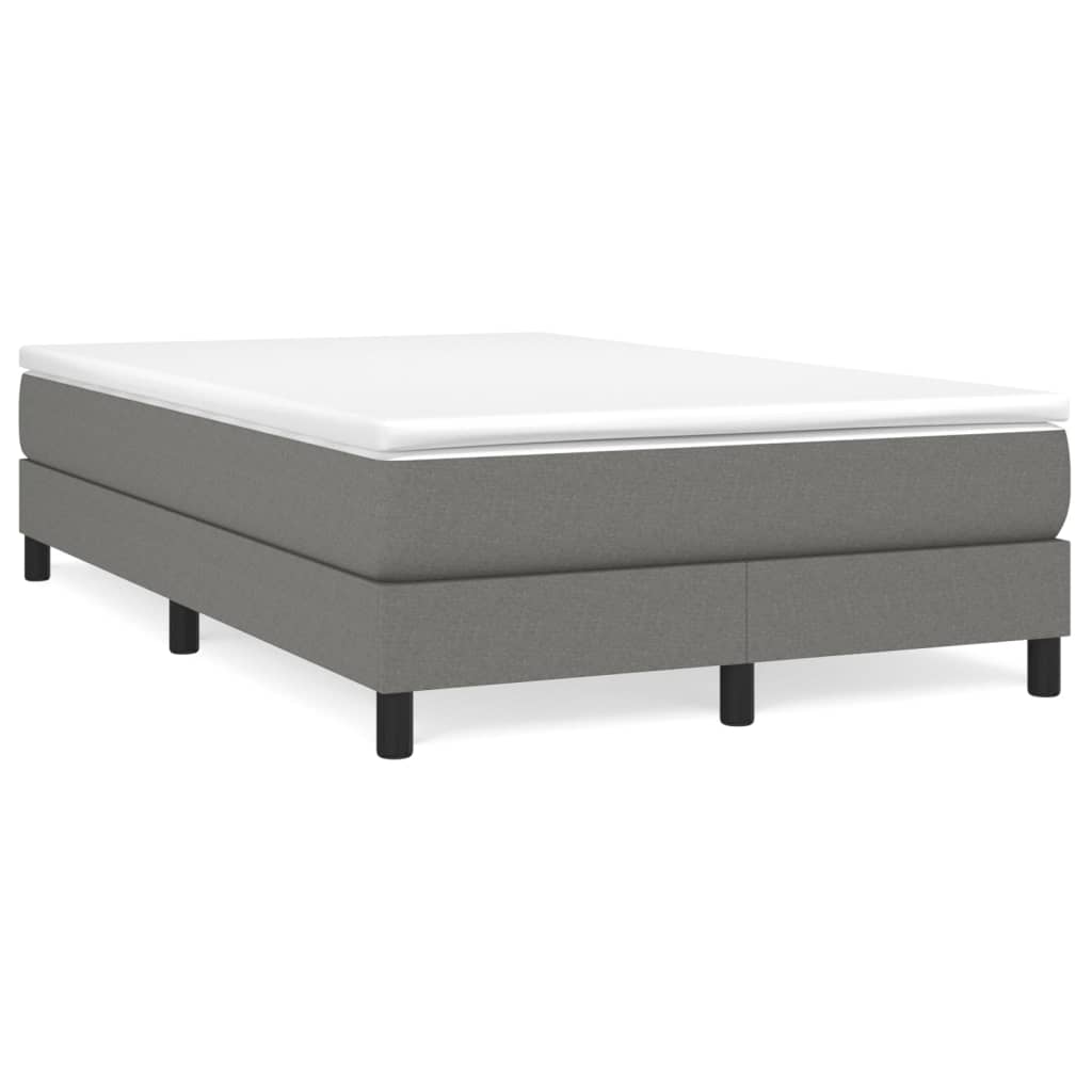 Estrutura de cama de casal moderno com molas 120x200 cm tecido cinzento-escuro