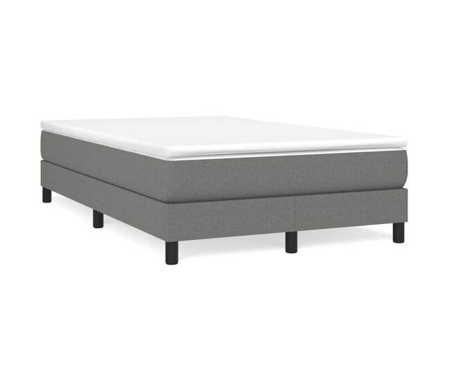 Estrutura de cama de casal moderno com molas 120x200 cm tecido cinzento-escuro