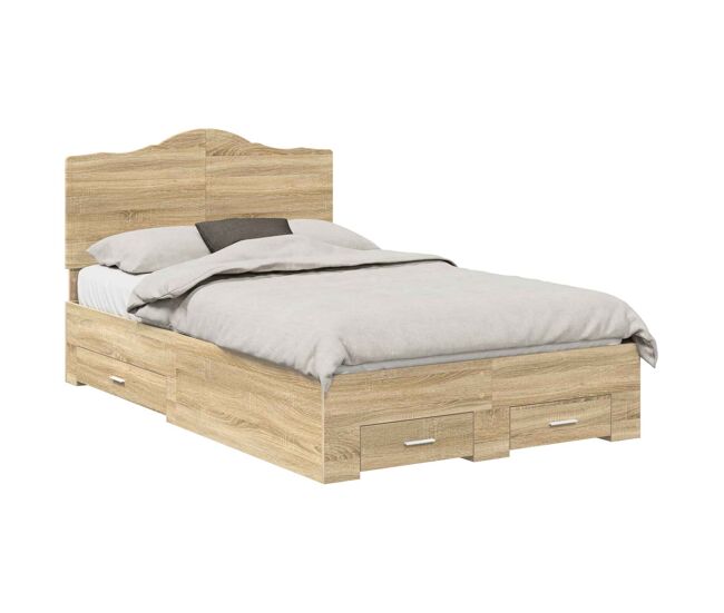 Estrutura da cama de casal moderno com cabeceira carvalho sonoma 120 x 200 cm