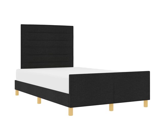 Estrutura de cama de casal com cabeceira - preto 120 x 200 cm tecido