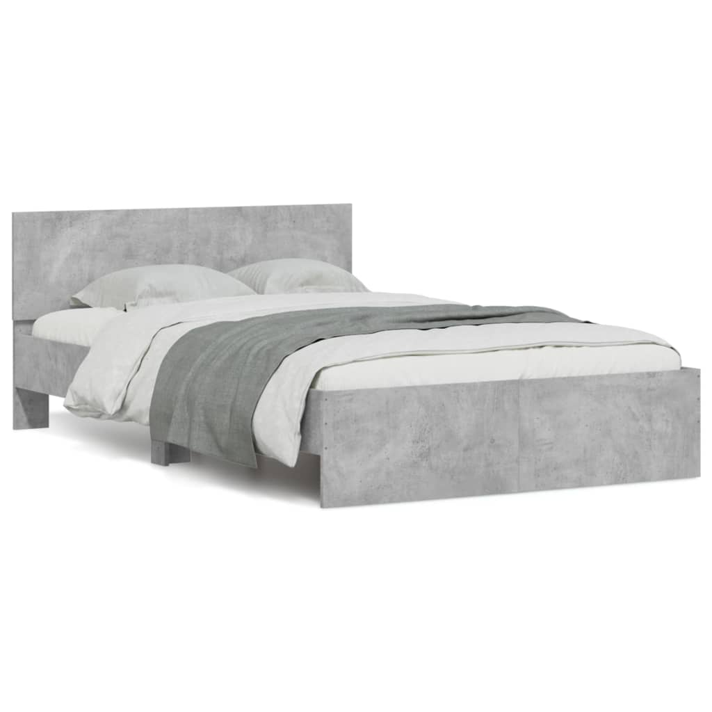 Estrutura de cama de casal moderno com cabeceira 120x190 cm cinzento cimento
