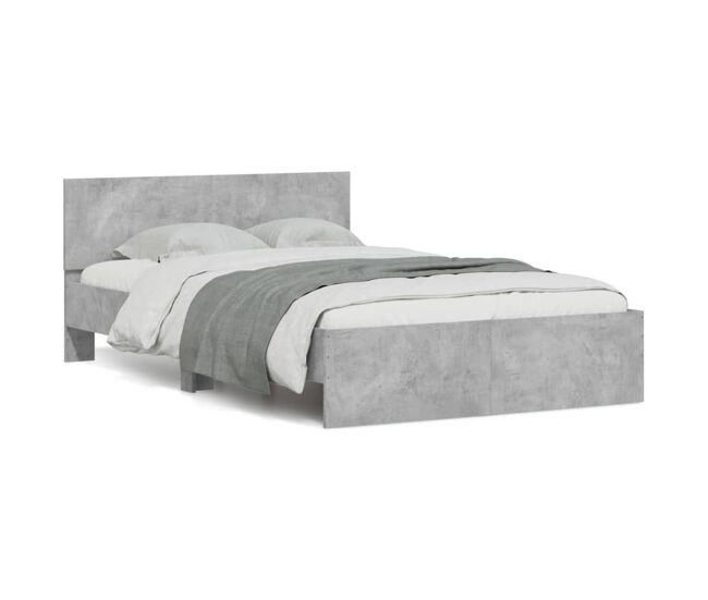 Estrutura de cama de casal moderno com cabeceira 120x190 cm cinzento cimento