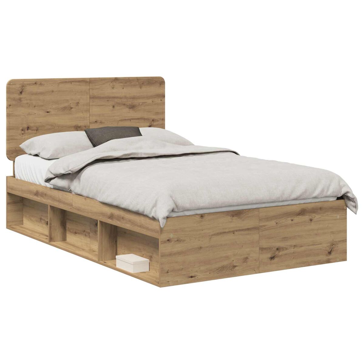 Estrutura de cama de casal moderno com cabeceira - carvalho artesanal 120 x 190 cm