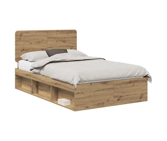 Estrutura de cama de casal moderno com cabeceira - carvalho artesanal 120 x 190 cm