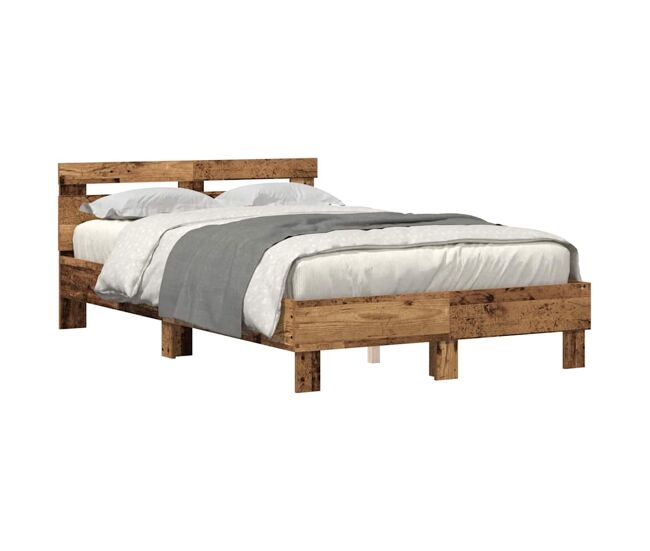 Estrutura da cama de casal simple com led madeira antiga 120 x 190 cm
