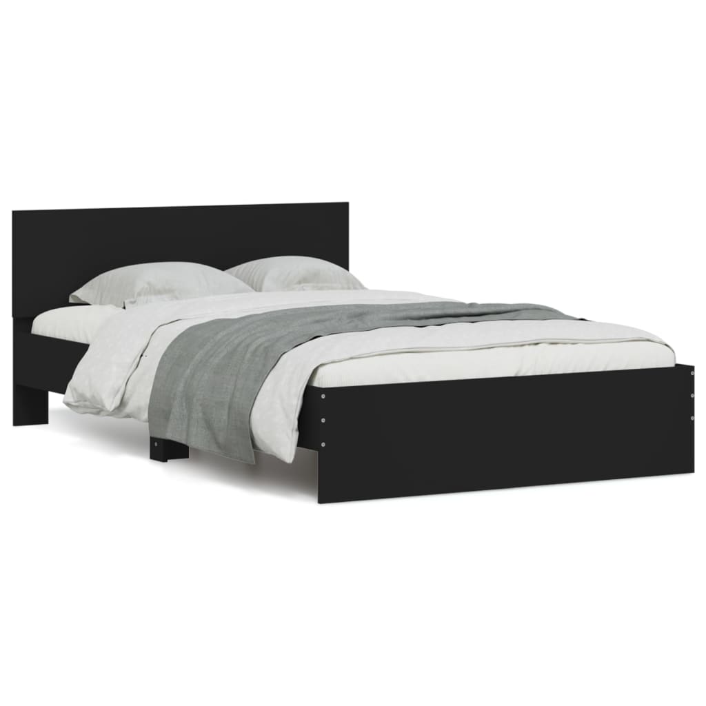 Estrutura de cama de casal para adultos com cabeceira 120x200 cm preto