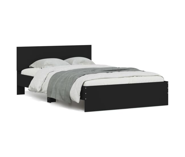 Estrutura de cama de casal para adultos com cabeceira 120x200 cm preto