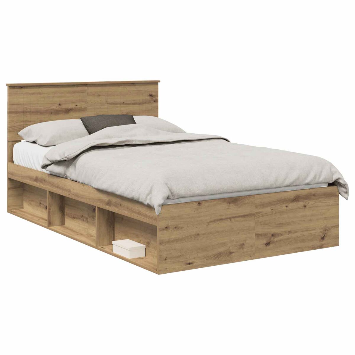 Estrutura de cama de casal moderno com cabeceira - carvalho artesanal 120 x 190 cm