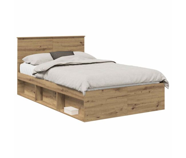 Estrutura de cama de casal moderno com cabeceira - carvalho artesanal 120 x 190 cm