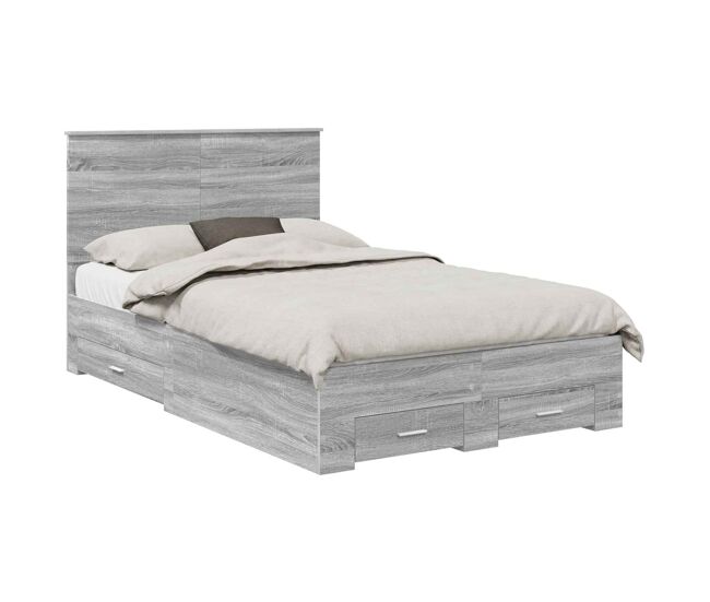 Estrutura de cama de casal moderno - cinza sonoma 120 x 200 cm madeira processada