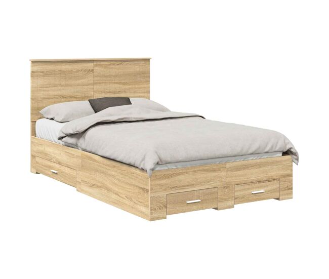 Estrutura da cama de casal moderno com cabeceira carvalho sonoma 120 x 200 cm