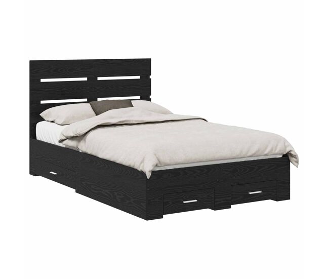 Estrutura da cama de casal moderno com gaveta - carvalho preto 120 x 190 cm