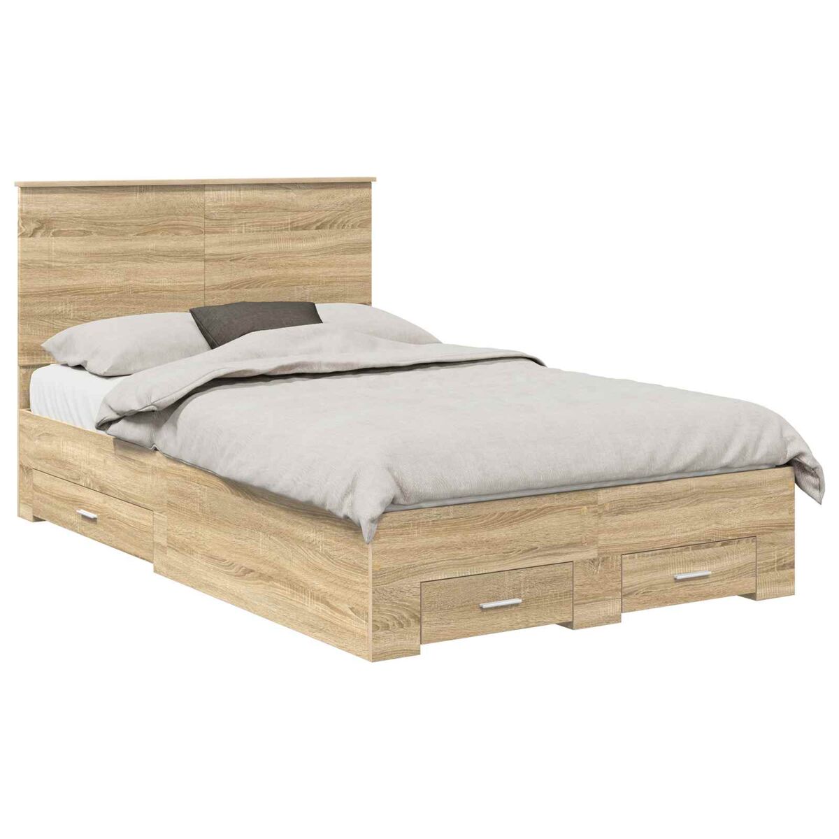 Estrutura da cama de casal moderno com cabeceira carvalho sonoma 120 x 200 cm
