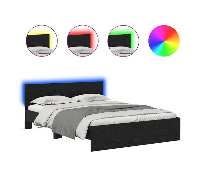 Estrutura da cama de casal moderno com cabeceira carvalho preto 120 x 190 cm