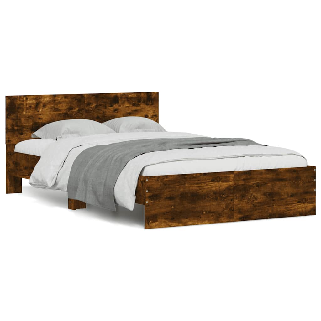 Estrutura de cama de casal para adultos com cabeceira 120x190 cm carvalho fumado