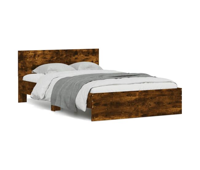 Estrutura de cama de casal para adultos com cabeceira 120x190 cm carvalho fumado