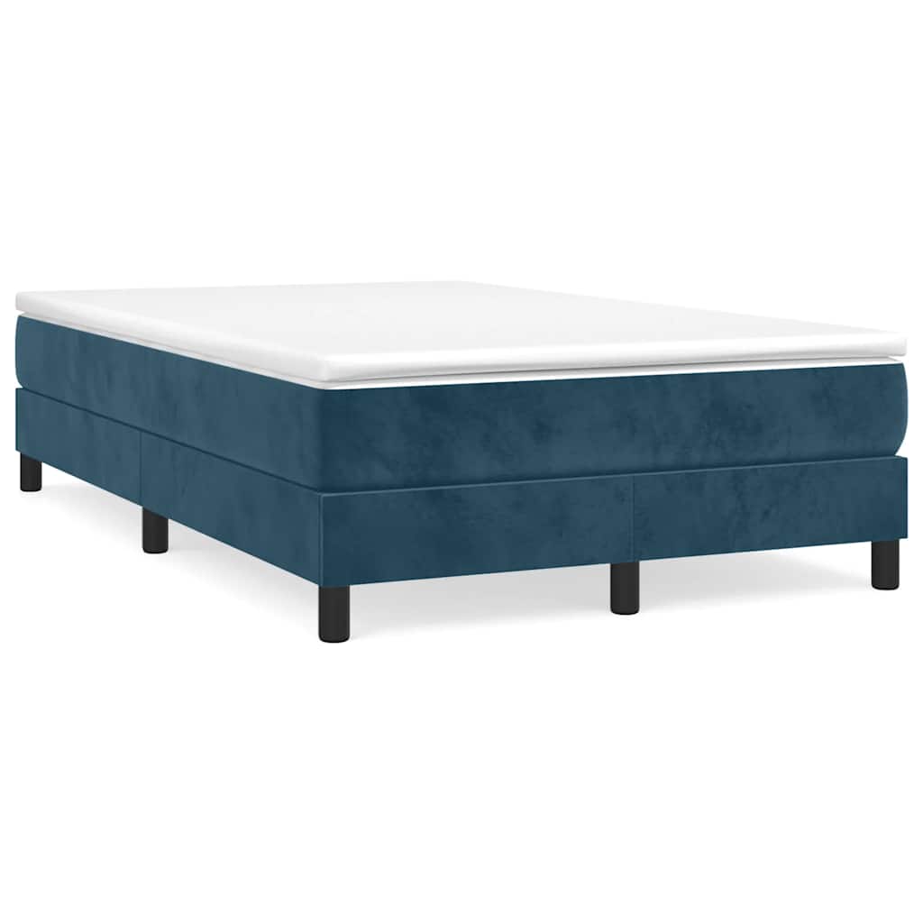 Estrutura de cama de casal moderno com molas 120x200 cm veludo azul