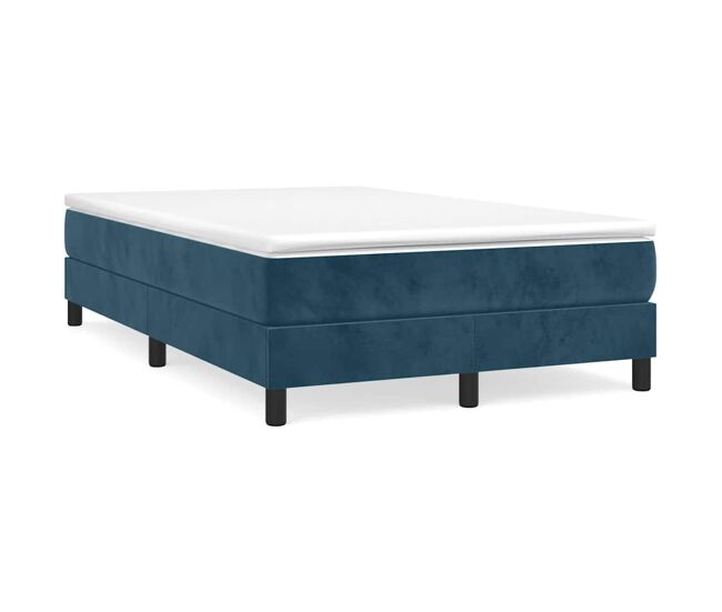 Estrutura de cama de casal moderno com molas 120x200 cm veludo azul