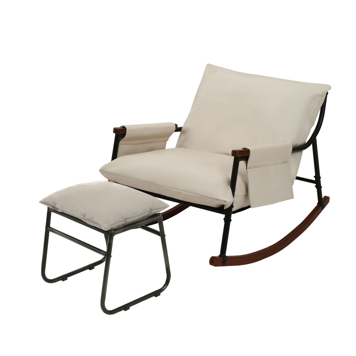 Cadeira de baloiço relax homemiyn de metal com almofada de 15 cm e apoio de pés metálico