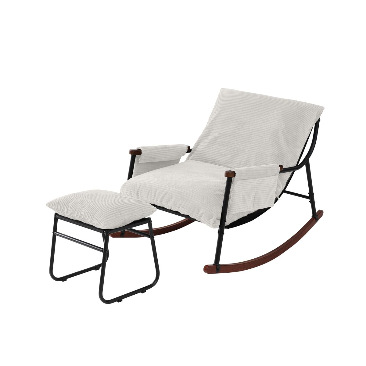 Cadeira de baloiço relax homemiyn de metal com almofada de 15 cm e apoio de pés metálico
