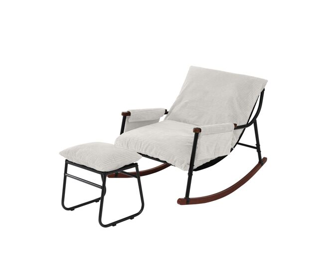 Cadeira de baloiço relax homemiyn de metal com almofada de 15 cm e apoio de pés metálico