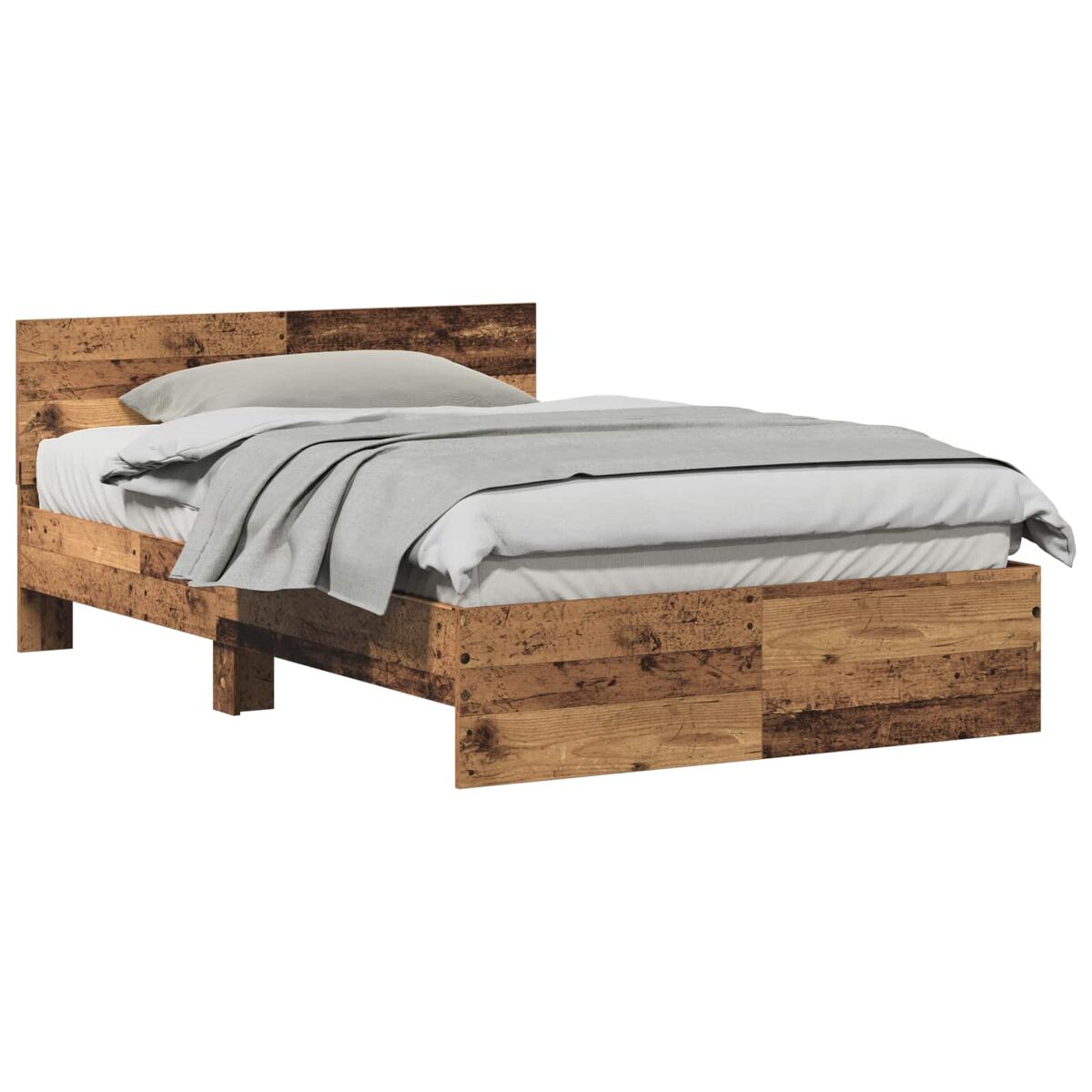 Estrutura de cama de casal moderno - madeira antiga 193 x 125 x 70 cm