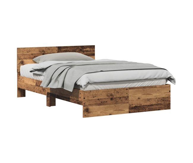 Estrutura de cama de casal moderno - madeira antiga 193 x 125 x 70 cm