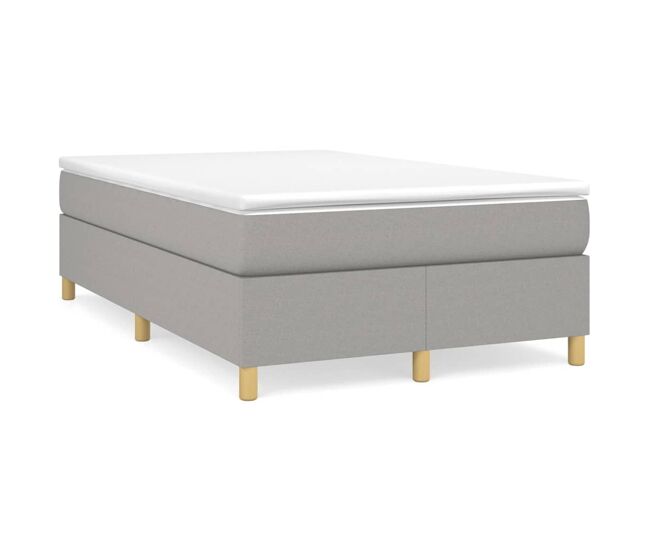 Estrutura de cama de casal moderno com molas 120x200 cm tecido cinzento-claro