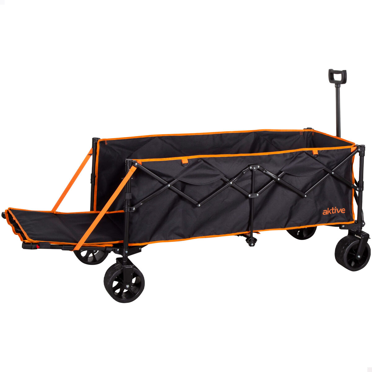 Aktive - Carrinho de praia dobrável XXL em aço e Oxford 4 rodas