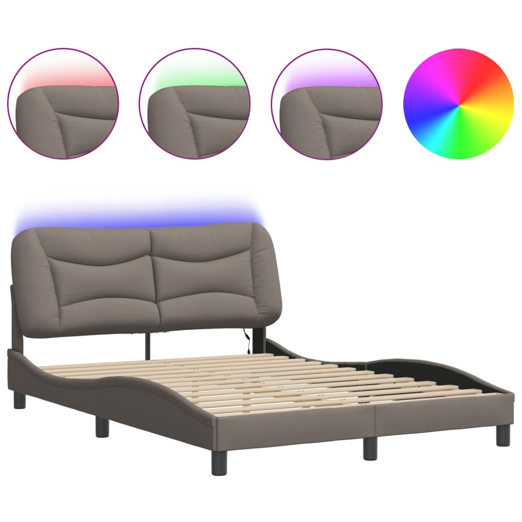 Estrutura de cama de casal moderno com led - 120x200 cm tecido