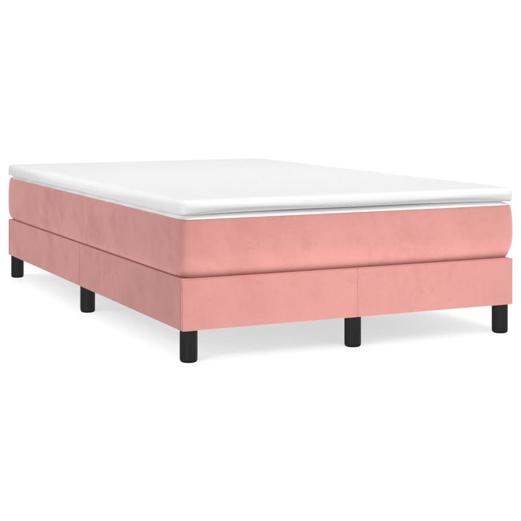 Estrutura de cama de casal moderno com molas 120x200 cm veludo rosa