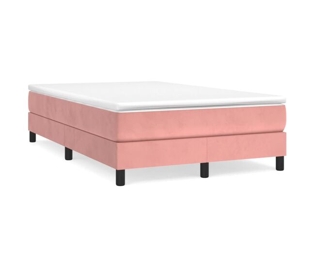 Estrutura de cama de casal moderno com molas 120x200 cm veludo rosa