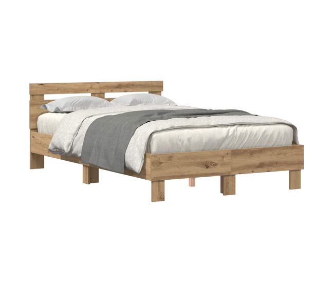Estrutura da cama de casal simple com led carvalho artesanal 120 x 190 cm