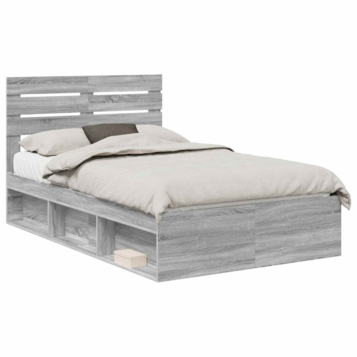 Estrutura da cama de casal simple com cabeceira cinza sonoma 120 x 190 cm