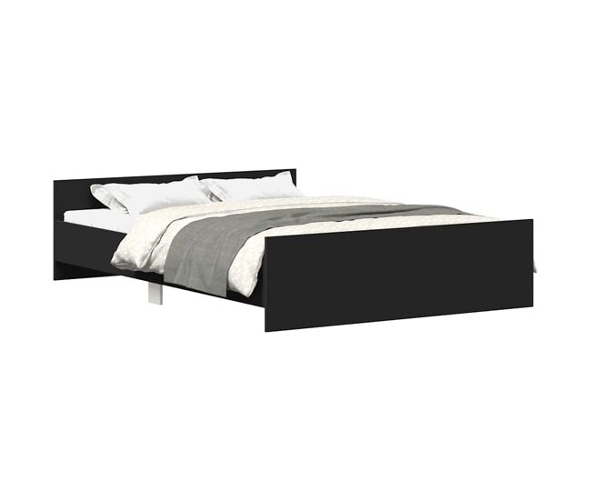 Estrutura cama de casal para adultos c/ painéis de cabeceira e pés 120x200 cm preto