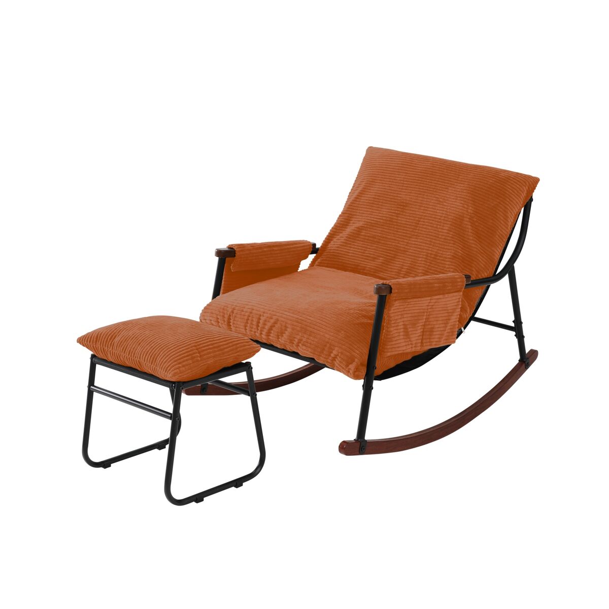 Cadeira de baloiço relax homemiyn de metal com almofada de 15 cm e apoio de pés metálico