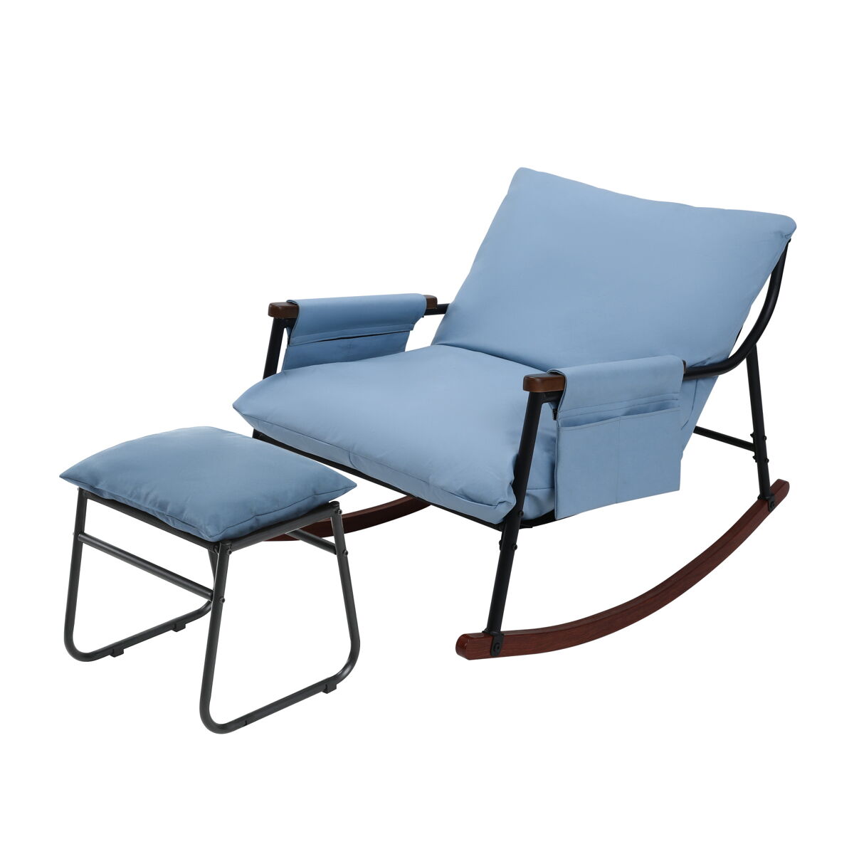 Cadeira de baloiço relax homemiyn de metal com almofada de 15 cm e apoio de pés metálico