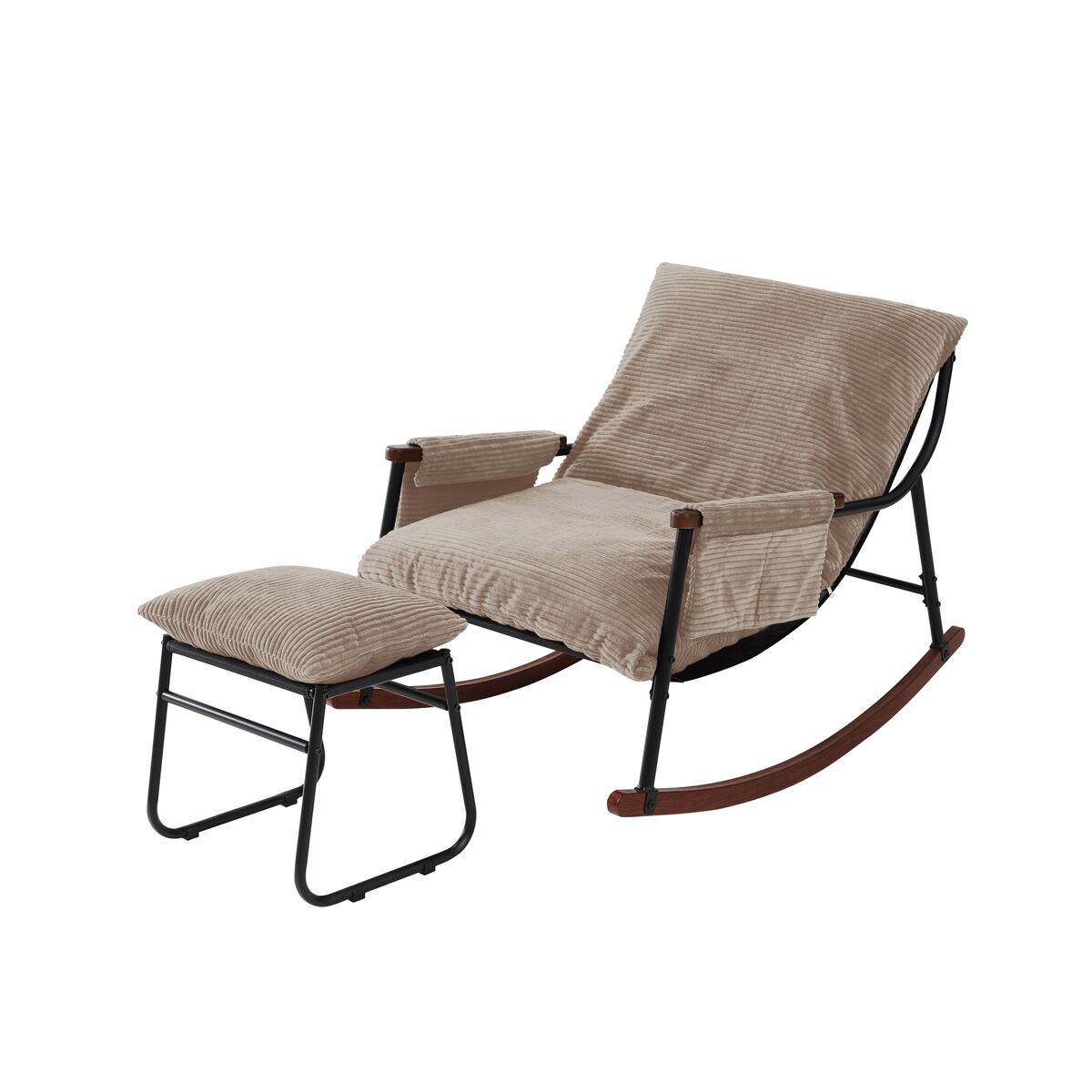 Cadeira de baloiço relax homemiyn de metal com almofada de 15 cm e apoio de pés metálico