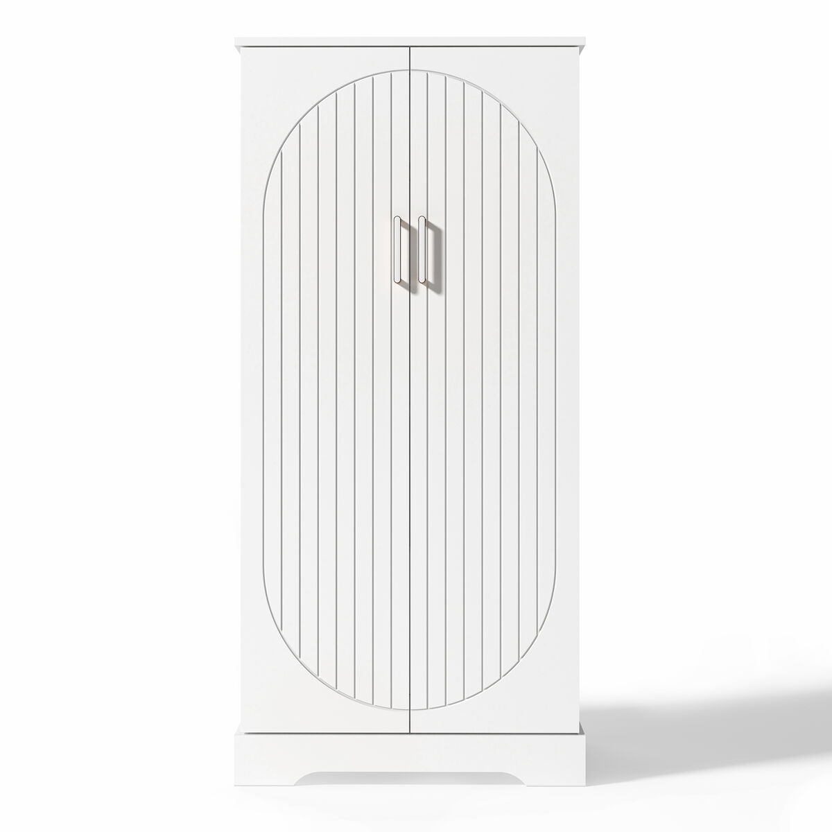 Aparador 60x35x128 cm - multifuncional com luz led, prateleiras ajustáveis, portas duplas - branco