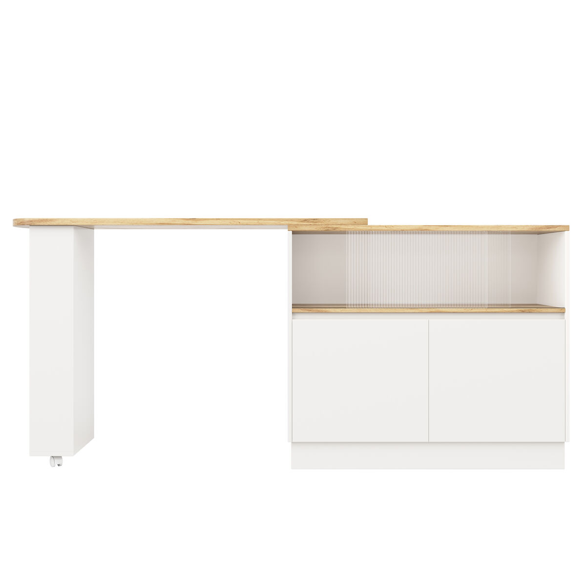 Aparador 90x45x100 cm - multifuncional, giratório, com étagères e vidro - blanc
